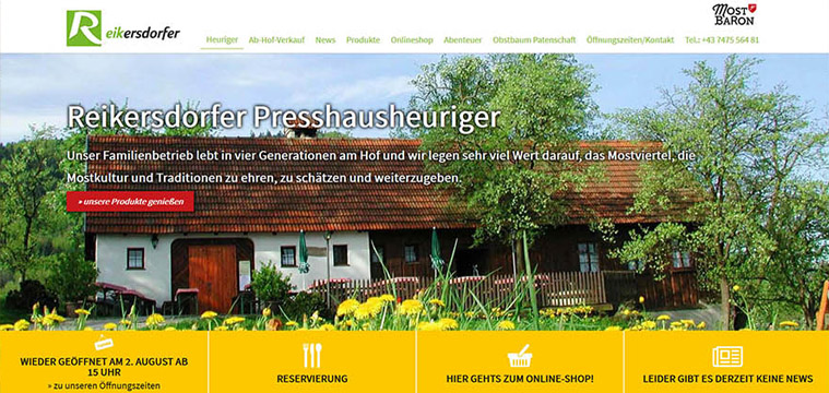 Website inkl. Onlineshop Mostbaron Familie Reikersdorfer (Mosti)