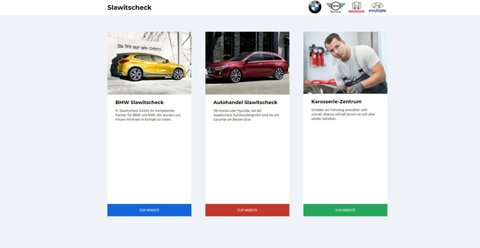 Webiste für Slawitscheck BMW, Autohandel und Karosserie-Zentrum