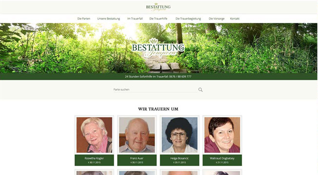 Website: Bestattung Tempora in Amstetten