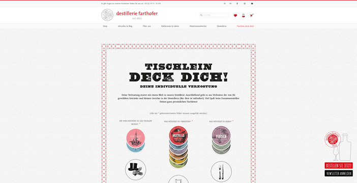 Tischlein Deck Dich Reservierungsformular von Destillerie Farthofer